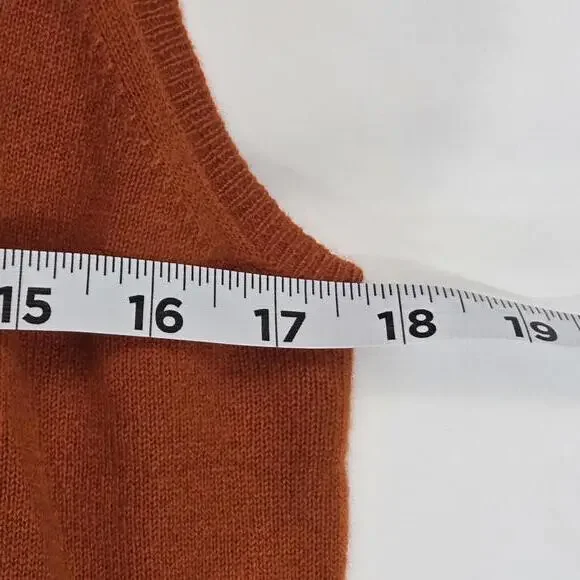 Manrico Cashmere Sweater Vest Orange Knit Top Womens XL Made in Italy MSRP $750 - Picture 8 of 10